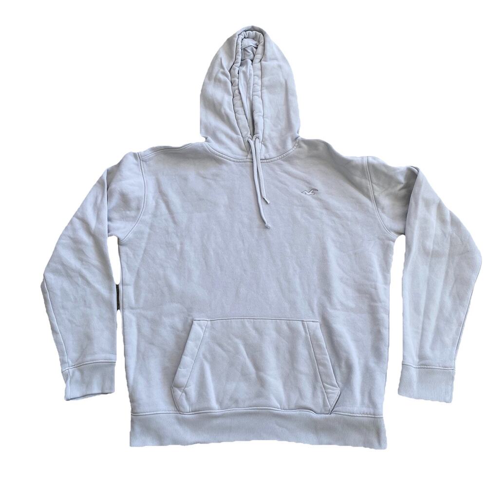 HOLLISTER Hoodie Sweatshirt Light Gray White Size Medium Unisex